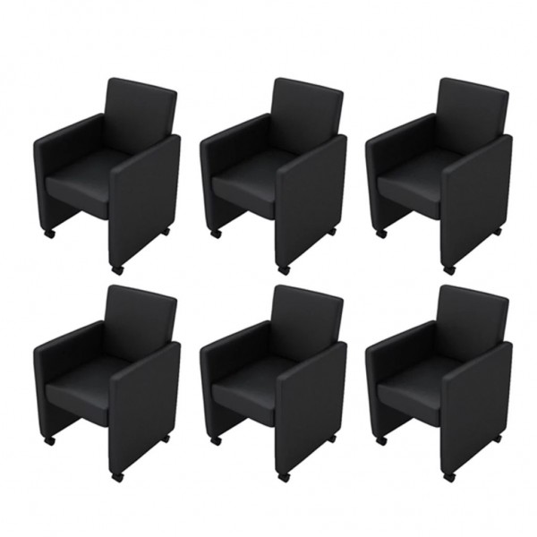 Sillas de comedor 6 unidades cuero sintético negro