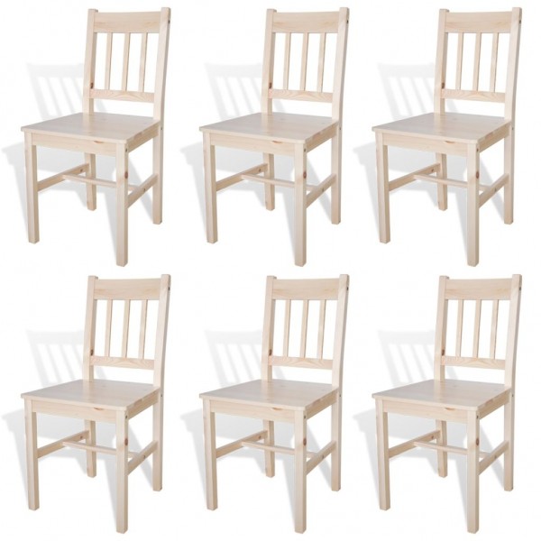 Sillas de comedor 6 unidades de madera de pino
