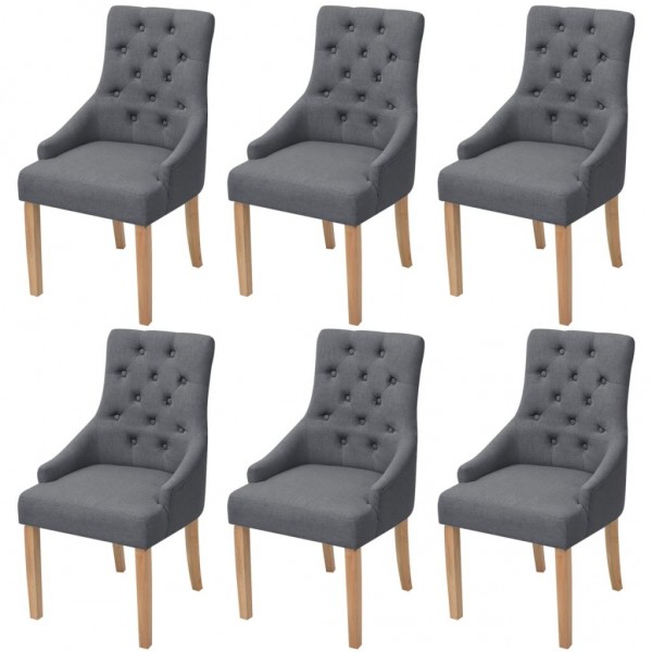 Sillas de comedor 6 unidades de tela gris oscuro