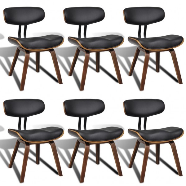 Sillas de comedor 6 unidades madera curvada y cuero artificial