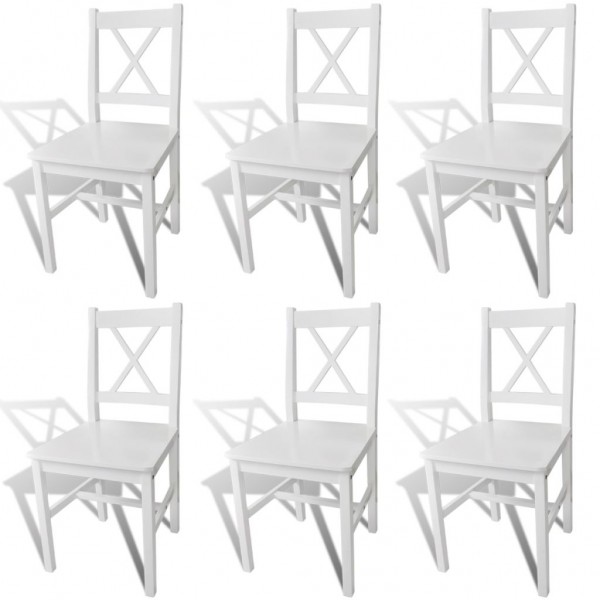 Sillas de comedor 6 unidades madera de pino blancas