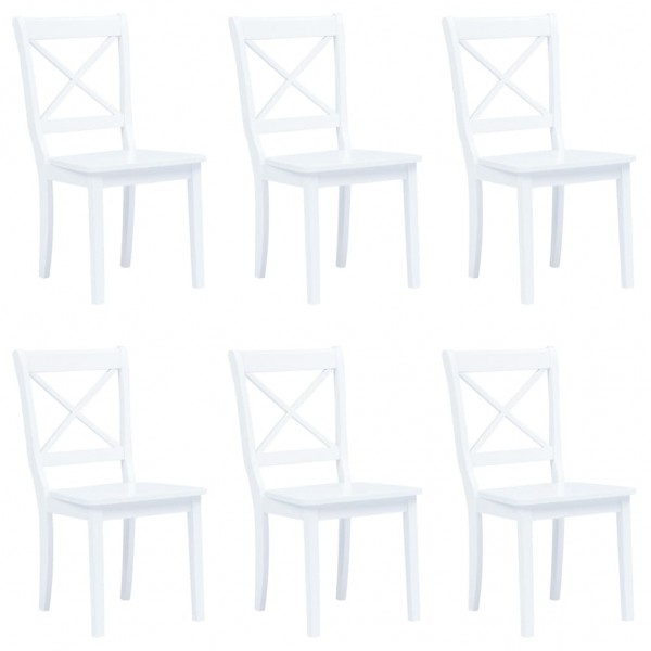 Sillas de comedor 6 unidades madera maciza de caucho blanco