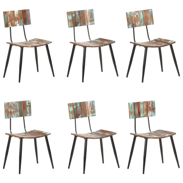 Sillas de comedor 6 unidades madera maciza reciclada