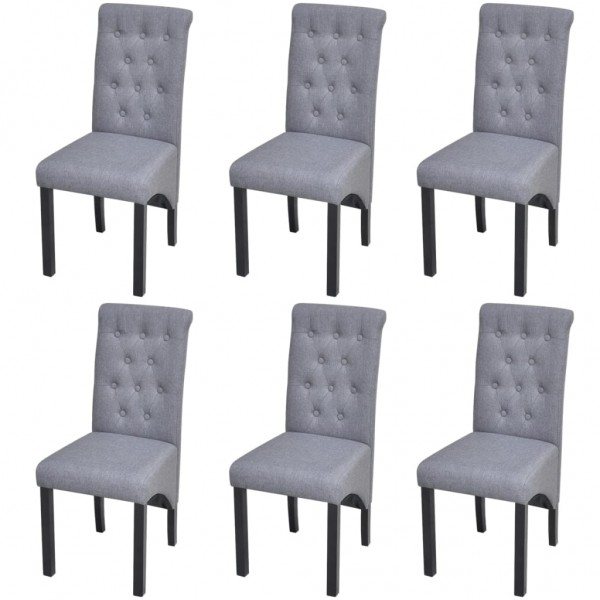 Sillas de comedor 6 unidades tela gris claro