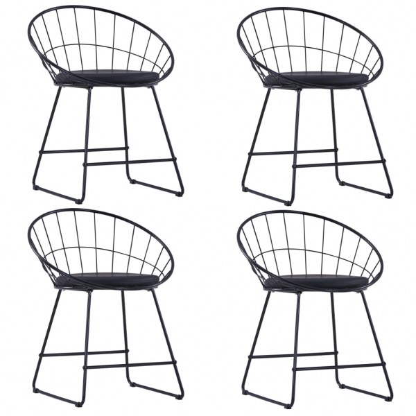 Sillas de comedor asientos de cuero sintético 4 uds acero negro