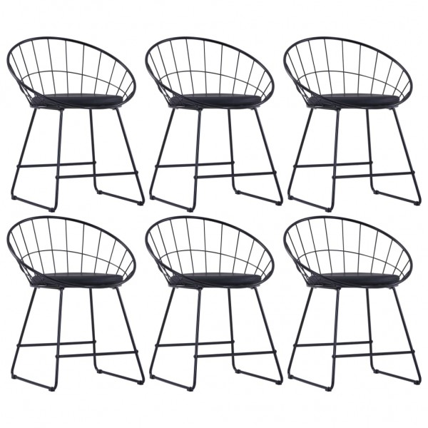 Sillas de comedor asientos de cuero sintético 6 uds acero negro