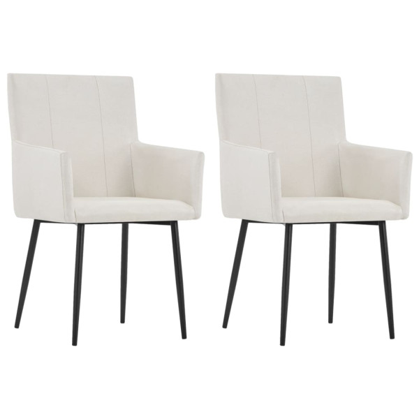 Sillas de comedor con reposabrazos 2 uds tela color crema