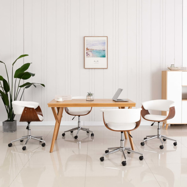 Sillas de comedor giratorias 4 unidades cuero sintético blanco