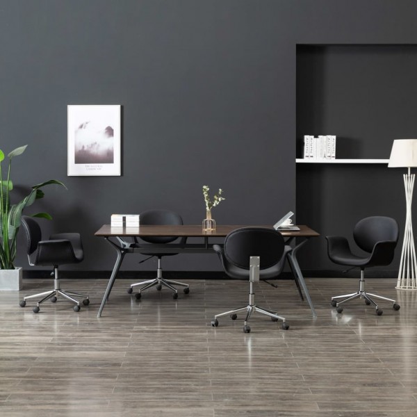 Sillas de comedor giratorias 4 unidades cuero sintético negro