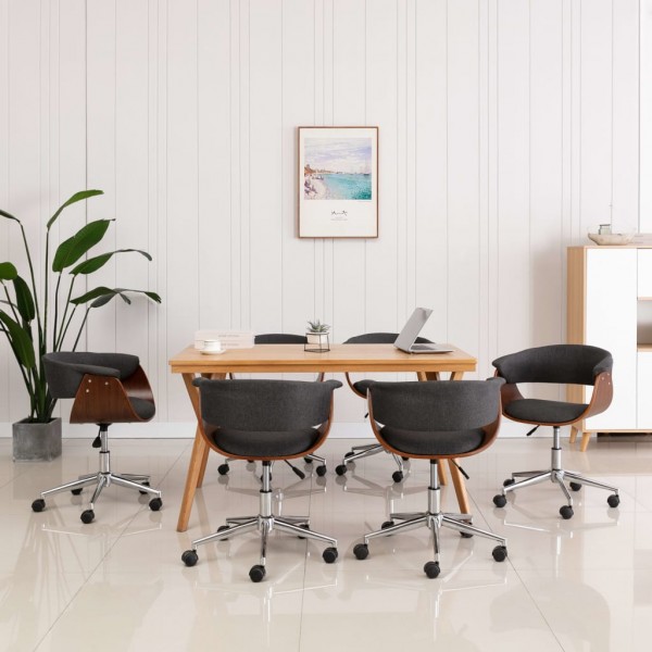 Sillas de comedor giratorias 6 unidades tela gris