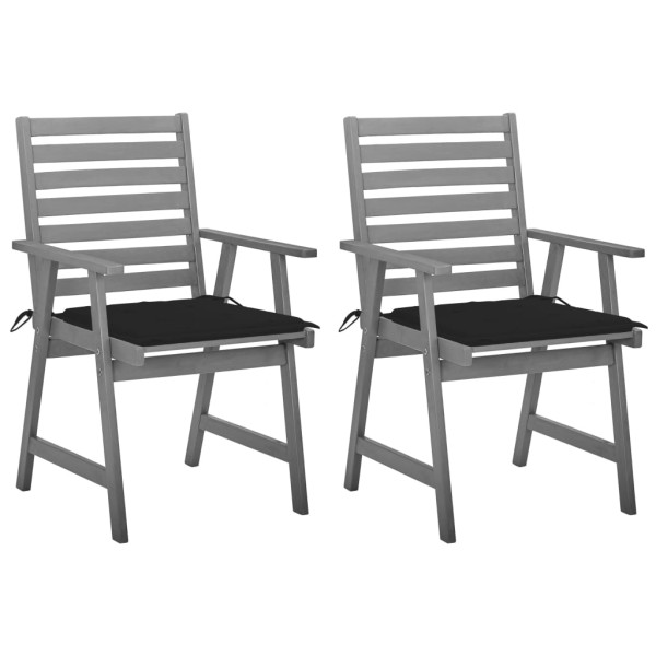 Sillas de comedor jardín 2 uds madera maciza acacia con cojines