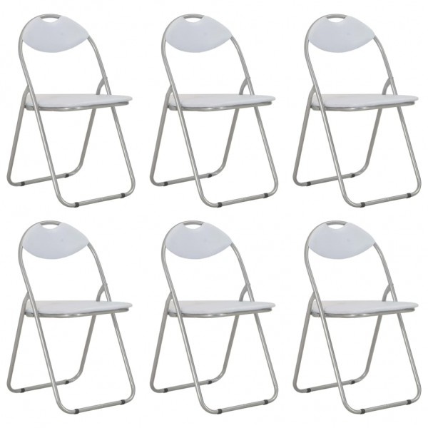 Sillas de comedor plegables 6 unidades cuero sintético blanco