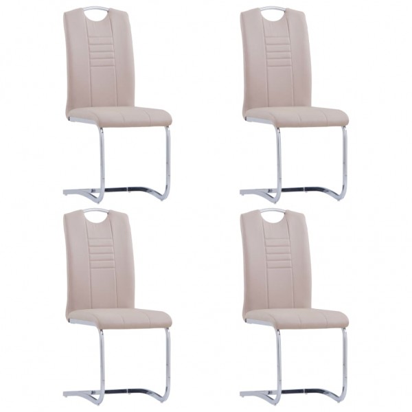 Sillas de comedor voladizas 4 uds cuero sintético capuchino
