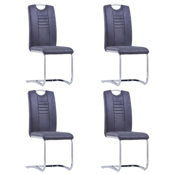 Sillas de comedor voladizas 4 uds piel de ante artificial gris