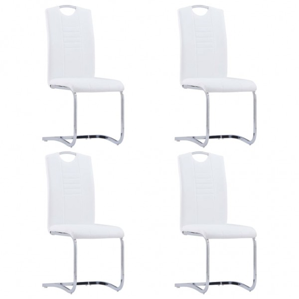 Sillas de comedor voladizas 4 unidades cuero sintético blanco