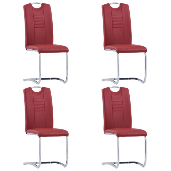 Sillas de comedor voladizas 4 unidades cuero sintético rojo