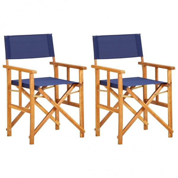 Sillas de director 2 unidades madera maciza de acacia azul