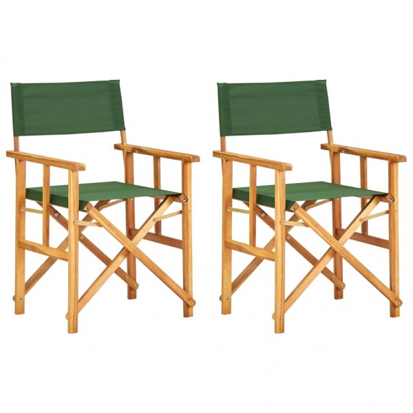 Sillas de director 2 unidades madera maciza de acacia verde