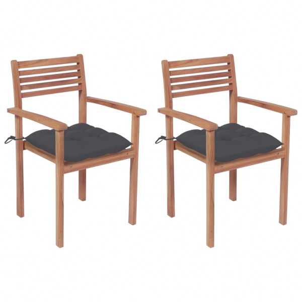 Sillas de jardín 2 uds madera de teca y cojines gris antracita