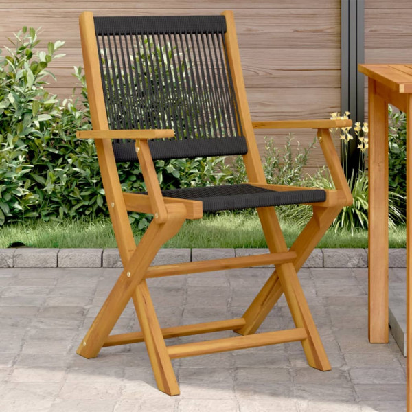 Sillas de jardín 2 uds madera maciza acacia polipropileno negro