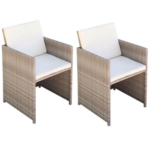 Sillas de jardín con cojines 2 unidades ratán sintético beige