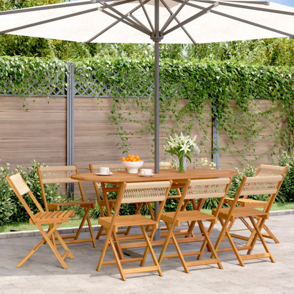 Sillas de jardín plegables 8 uds madera maciza acacia beige