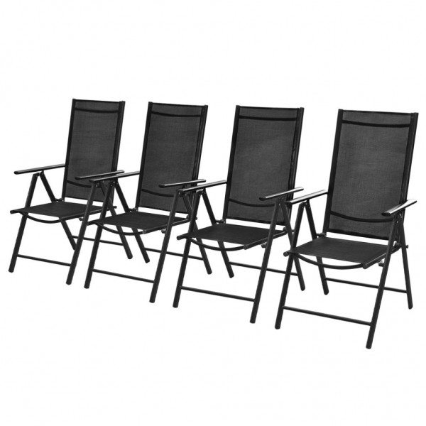 Sillas plegables de jardín 4 uds aluminio y textilene negro