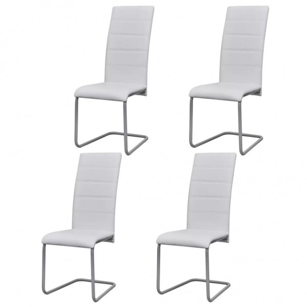 Sillas voladizas de comedor 4 unidades cuero sintético blanco
