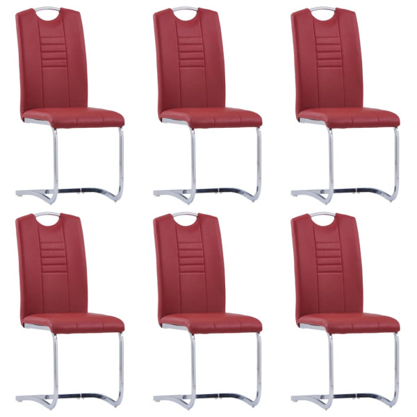 Sillas voladizas de comedor 6 unidades cuero sintético rojo