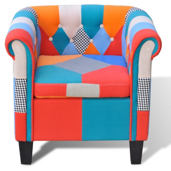 Sillón con diseño de retales de tejido