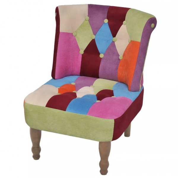 Sillón de estilo francés tela con diseño de retales Patchwork