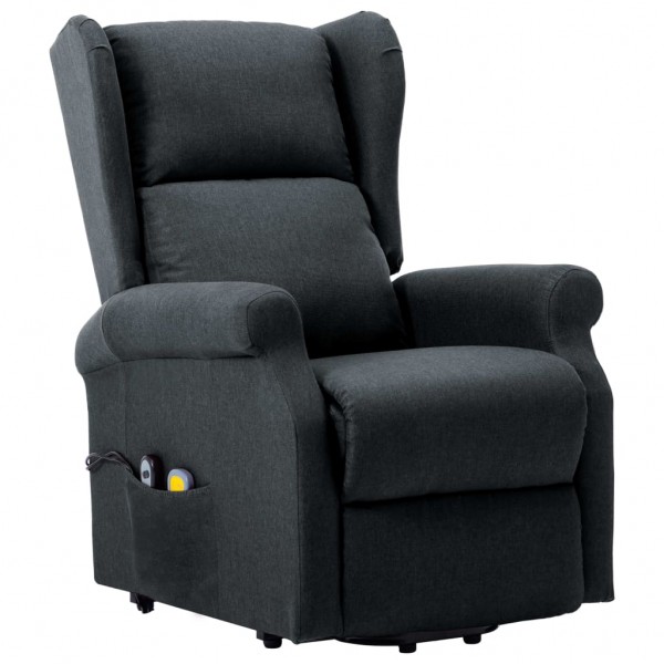 Sillón de masaje con sistema de elevación tela gris oscuro