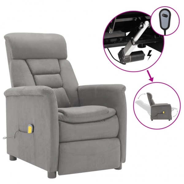 Sillón de masaje eléctrico piel de ante sintético gris claro
