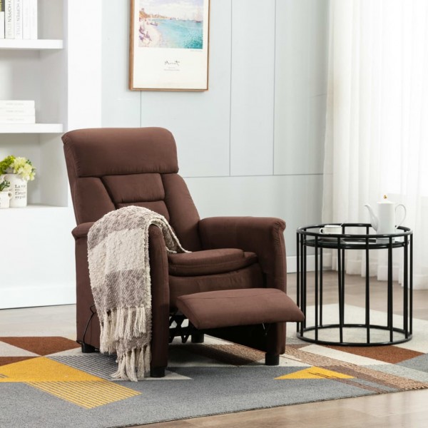 Sillón de masaje reclinable de piel de ante artificial marrón