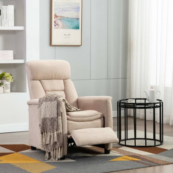 Sillón de relax de piel de ante sintética color crema