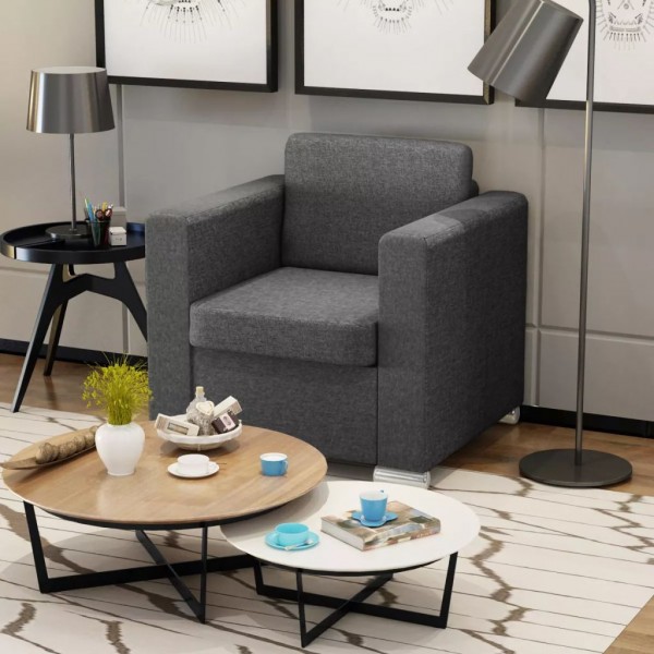 Sillón de tela gris oscuro
