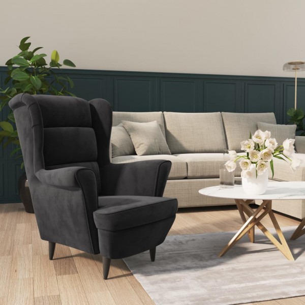 Sillón de terciopelo gris oscuro