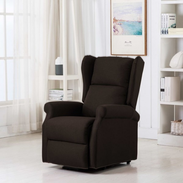 Sillón elevable tela marrón oscuro
