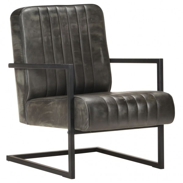 Sillón en voladizo cuero auténtico gris envejecido