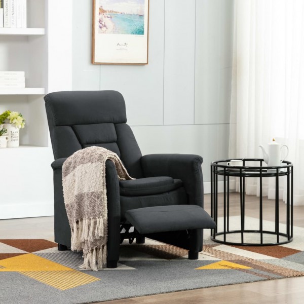 Sillón reclinable de piel de ante artificial gris oscuro