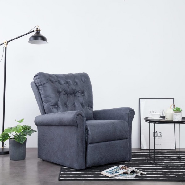 Sillón reclinable de piel de ante artificial gris