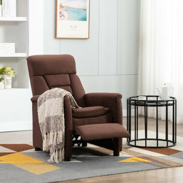 Sillón reclinable de piel de ante sintético marrón