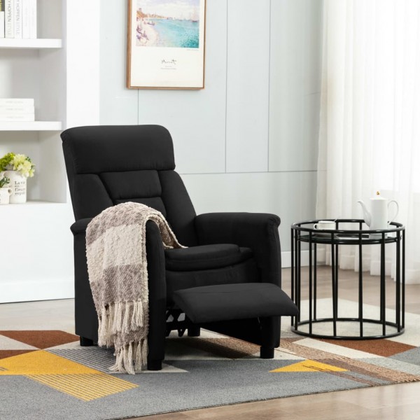 Sillón reclinable de piel de ante sintético negro