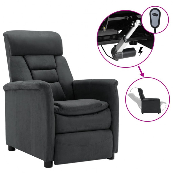 Sillón reclinable eléctrico piel de ante sintética gris oscuro