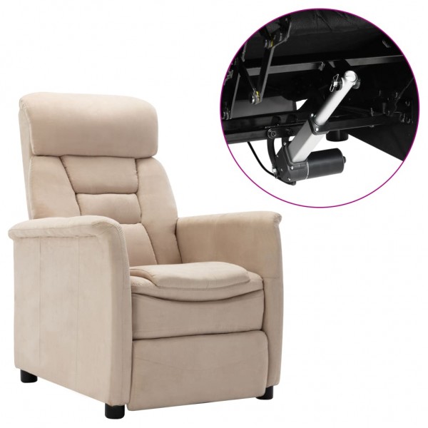 Sillón reclinable eléctrico piel de ante sintético crema