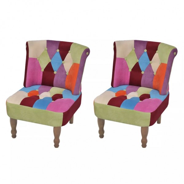 Sillones de estilo francés 2 unidades tela retales Patchwork