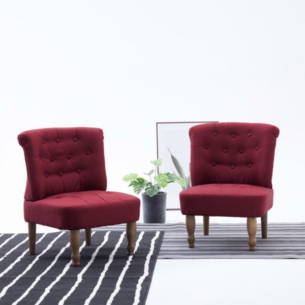 Sillones franceses 2 unidades de tela color vino tinto