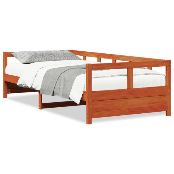 Sofá cama de madera maciza de pino marrón cera 90x190 cm