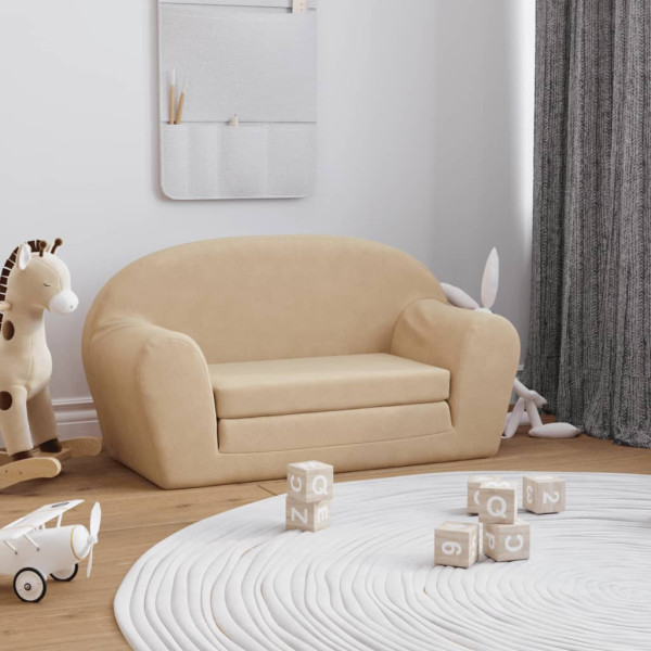 Sofá cama de niños 2 plazas felpa suave crema