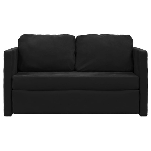 Sofá cama de suelo 2 en 1 terciopelo negro 122x204x55 cm